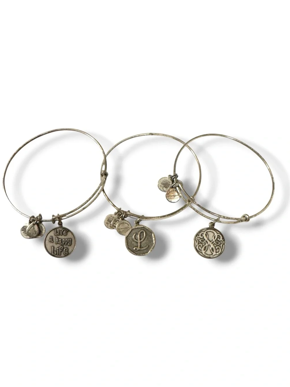 Set of 3 Alex and Ani Bangle Charm Bracelets.